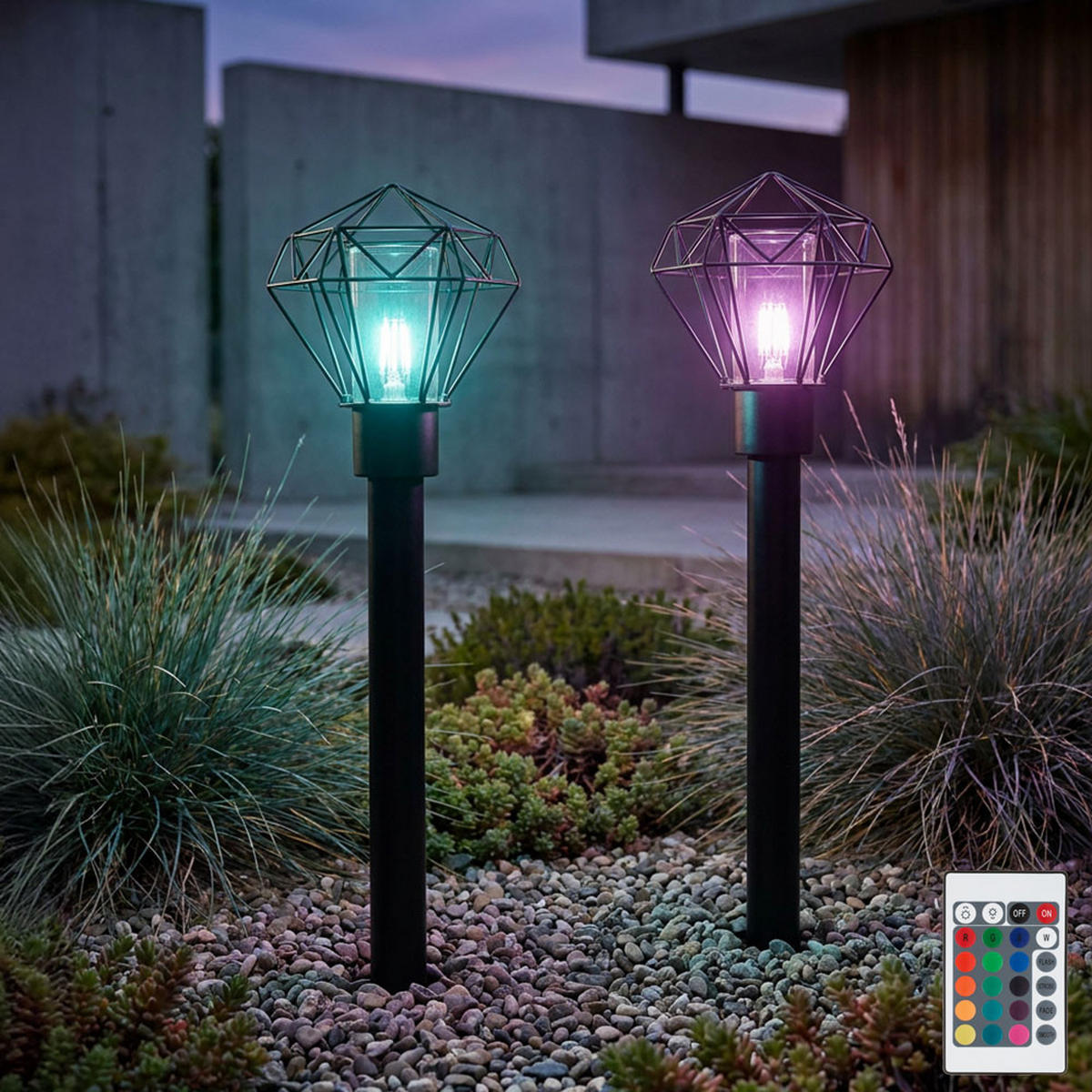 LED WEGELEUCHTE HORACE Edelstahl Schwarz 2er Set - Schwarz, Metall (22.5/25.5/100cm) - Globo Lighting