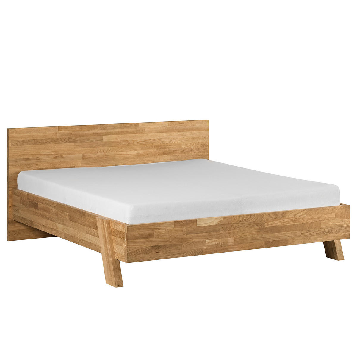 MASSIVHOLZBETT - Eiche massiv - Eichefarben/Braun, Holz (180/200cm) - home24