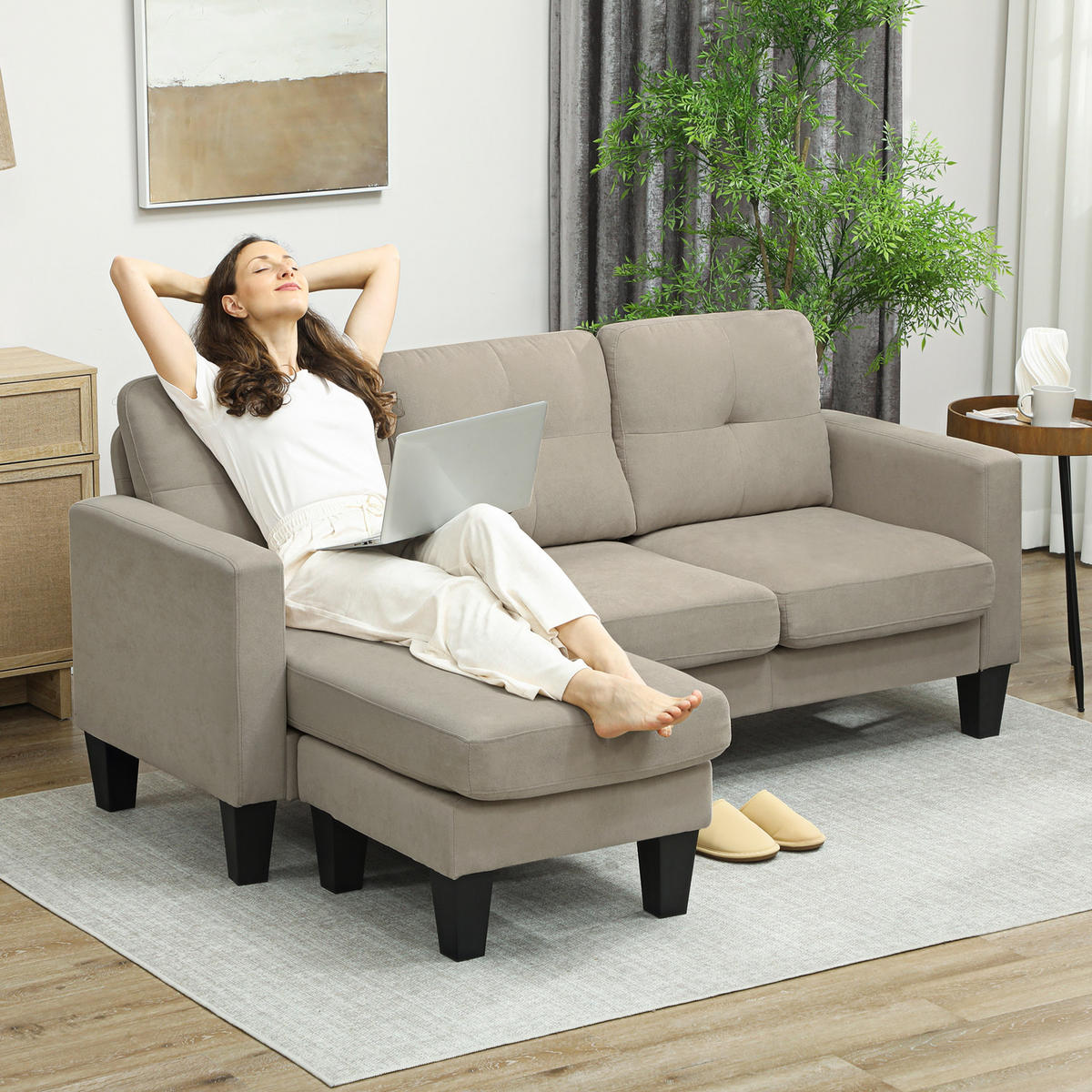 ECKSOFA Beige 186/130/84 cm - Beige, Textil (186/130cm) - PANGIVO