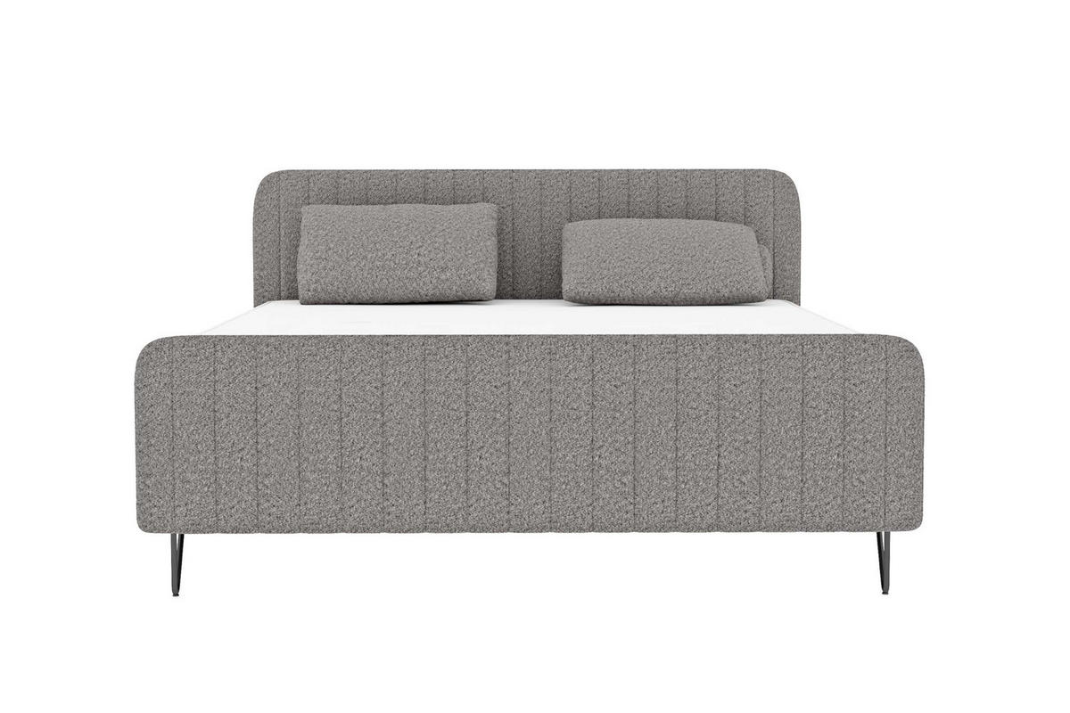 BOXSPRINGBETT LUCIO Bouclé-Stoff Grau 180/200 cm - Schwarz/Grau, Textil/Metall (180/200cm) - 99rooms