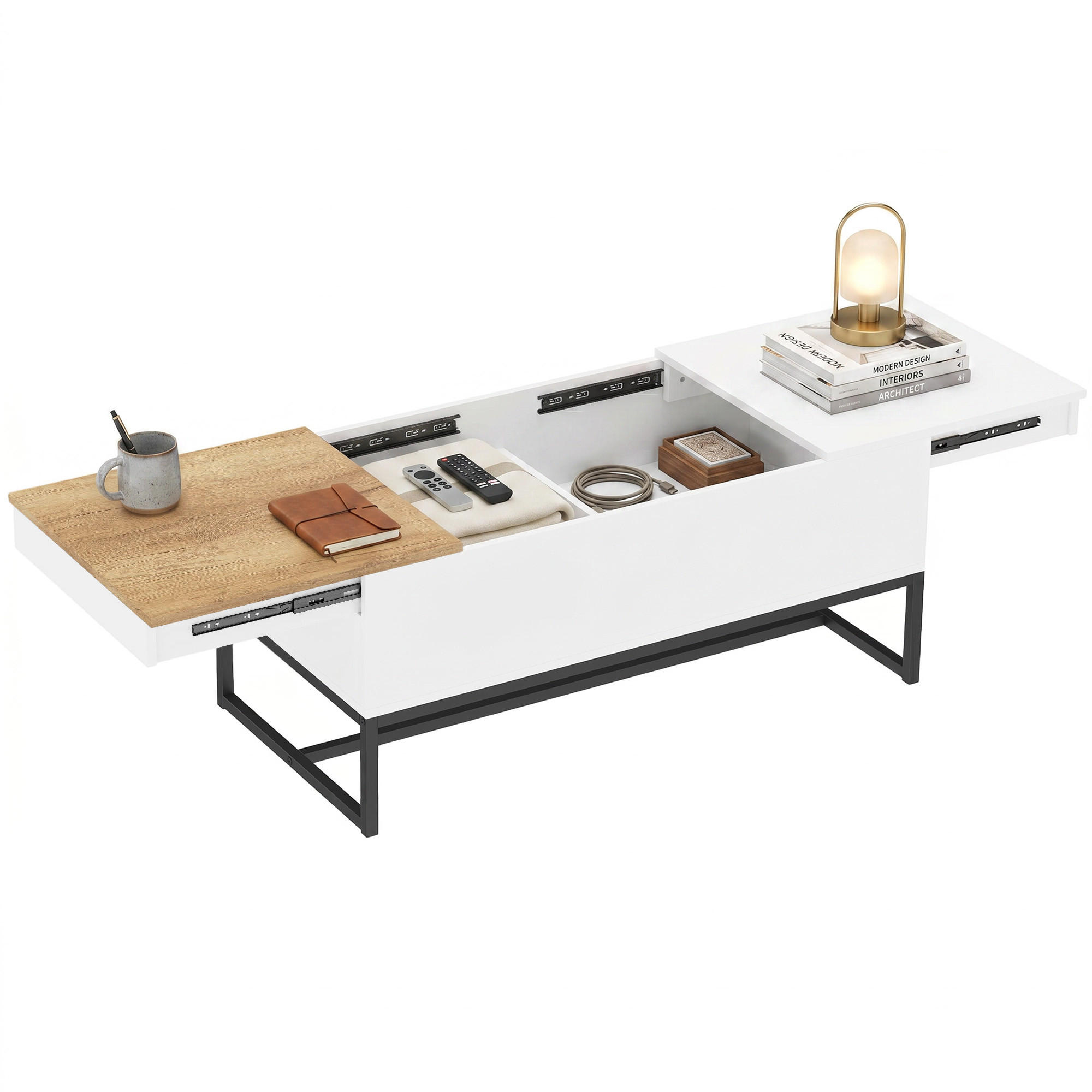 COUCHTISCH PANG-V7R3K9 Weiß - Weiß, Metall (100/50/45cm) - PANGIVO