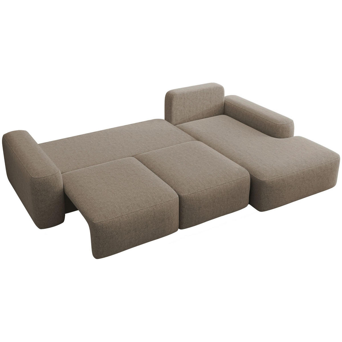 ECKSOFA Carnos mit Ballkissen, Hellbraun Chenille, rechtsseitig - Hellbraun/Schwarz, Kunststoff/Textil (264/162cm) - Selsey