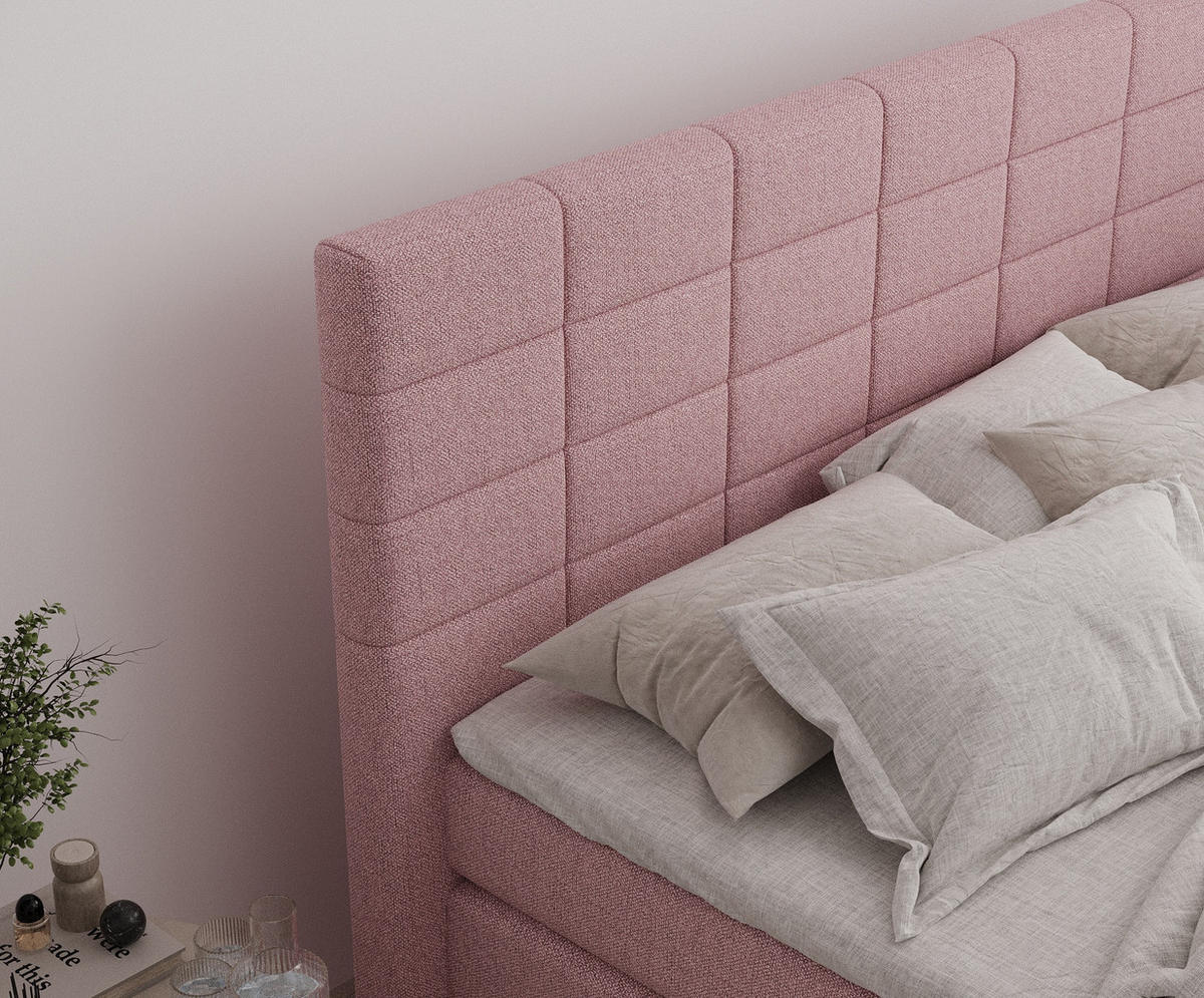 BOXSPRINGBETT Ava Rosa 180/200 cm - Schwarz/Rosa, Holz/Holzwerkstoff (180/200cm) - Maison de Reve