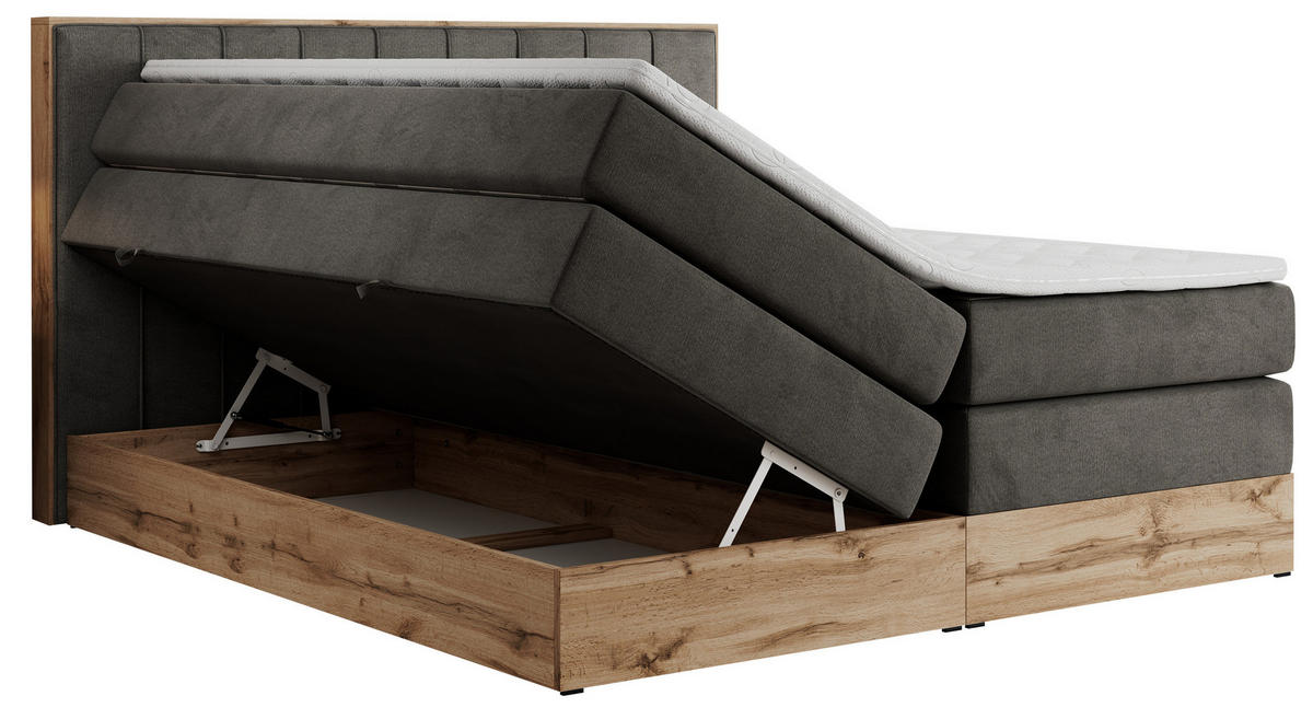 BOXSPRINGBETT BELLISSIMO KING 180/200 Dunkelgrau Velvet - H3 - Dunkelgrau, Holz/Textil (180/200cm) - MKS