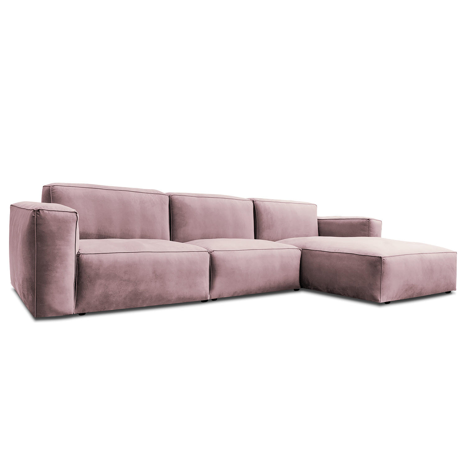 ECKSOFA mit Longchair - Mauve/Schwarz, Kunststoff/Textil (345/170cm) - home24