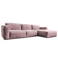 ECKSOFA mit Longchair - Mauve/Schwarz, Kunststoff/Textil (345/170cm) - home24
