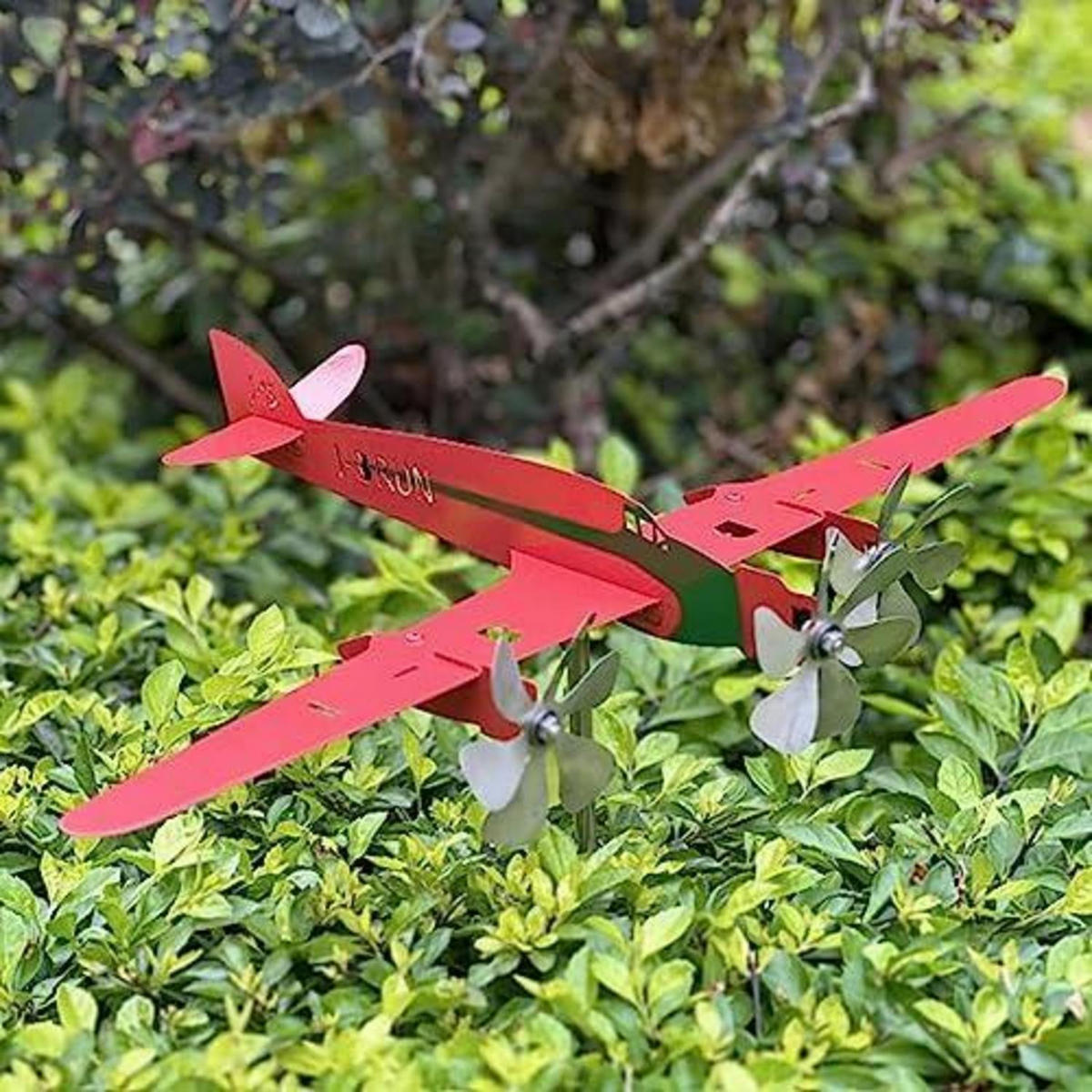 WINDSPIEL Flugzeug Metall Rot Rostfrei - Multicolor, Metall (28/24.5/5.2cm)
