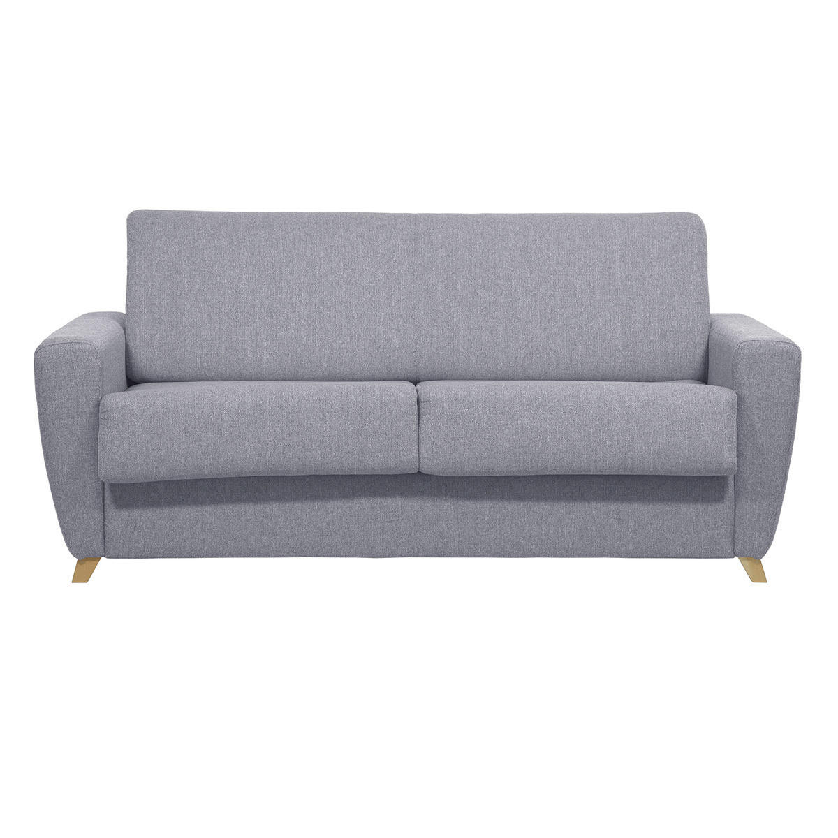 SCHLAFSOFA Skandinavisch Matratze 18 cm Hellgrauer Stoffbezug 3-Sitzer GRAHAM - Hellgrau, Textil (100/88/195cm) - Miliboo