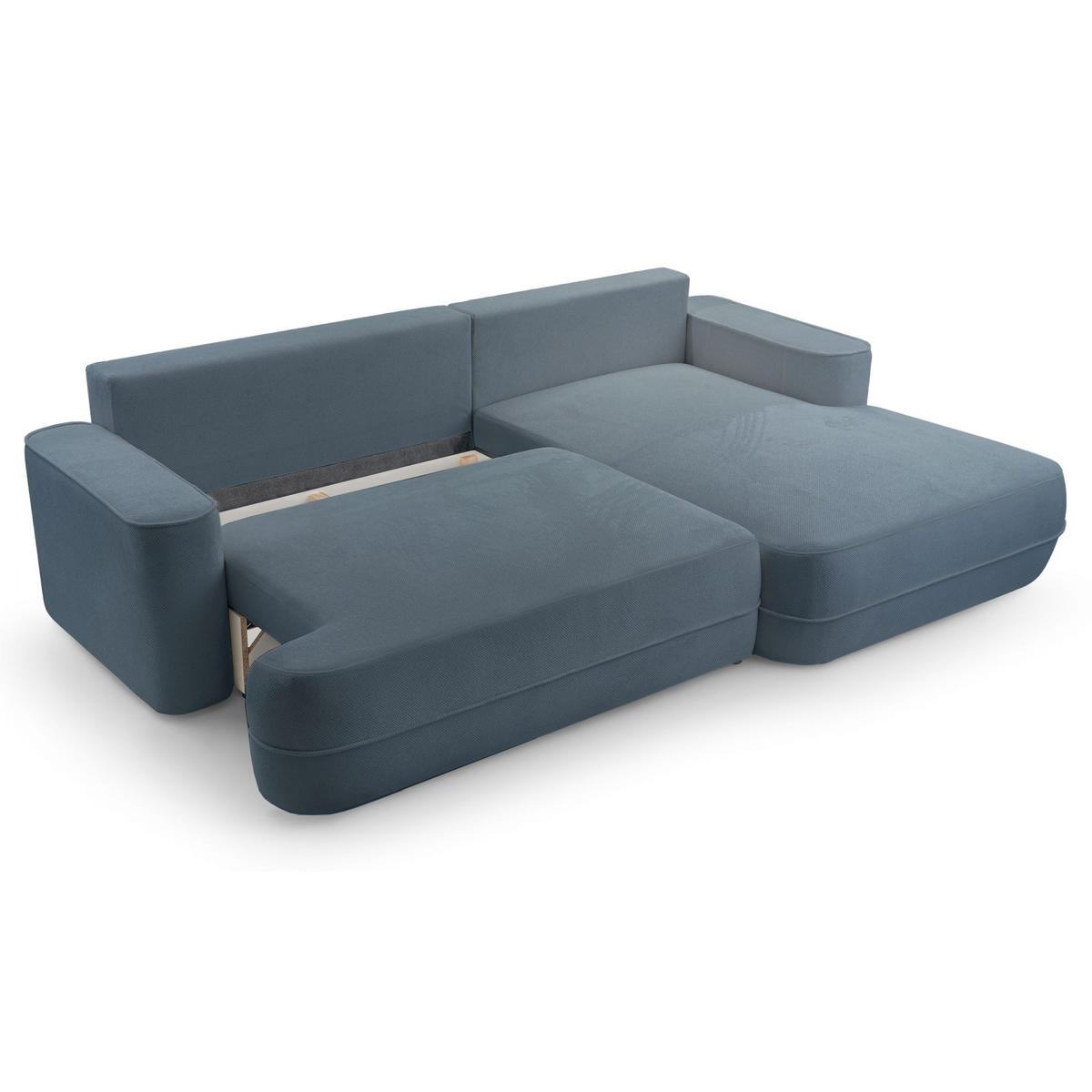 ECKSOFA Fuerro Hellblau Strukturstoff - Schwarz/Hellblau, Kunststoff/Textil (168/260cm) - Selsey