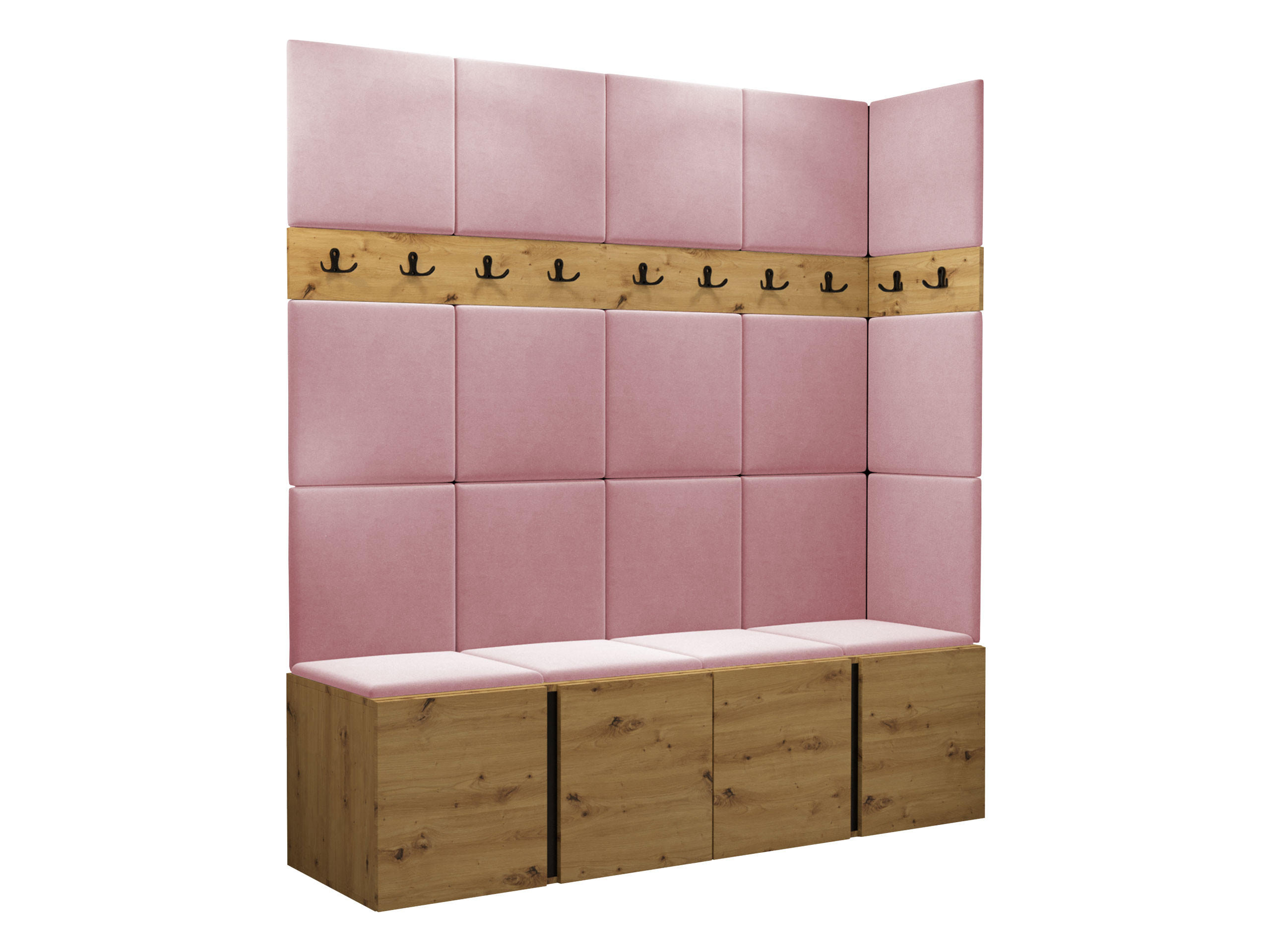 GARDEROBEN-SET Orion II - Eiche Artisan/Rosa, Holzwerkstoff/Kunststoff (168/186/46cm) - MIRJAN24