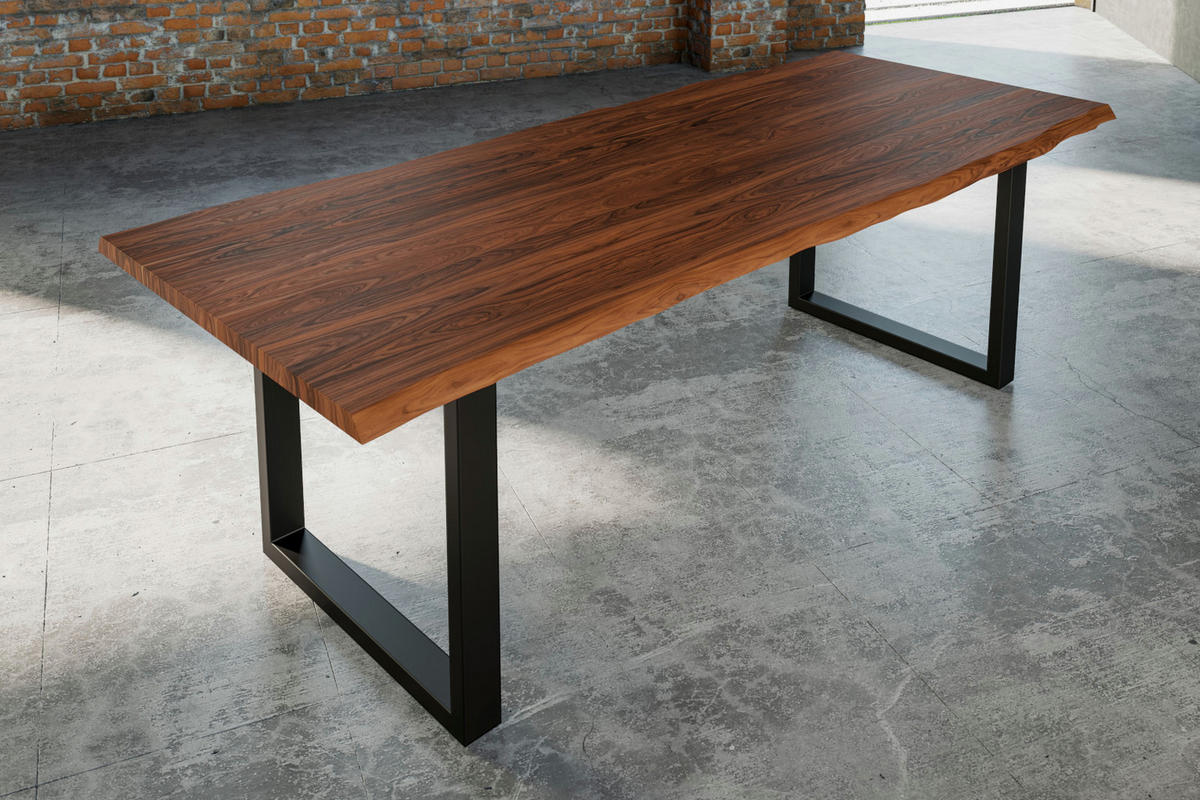 ESSTISCH LAUREN - Nussbaumfarben/Walnussfarben, Holz/Metall (100/240/77cm) - SAM