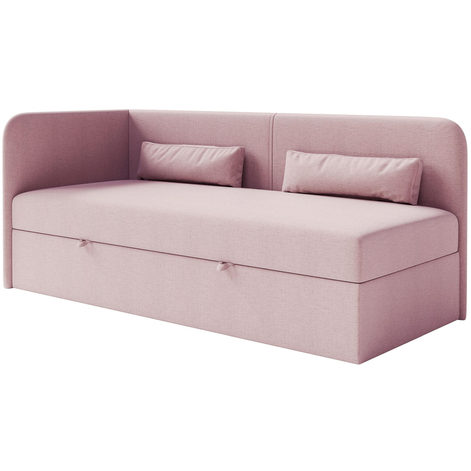 JUGENDBETT Calmmo Rosa mit Chenille-Bezug, Kopfteil links - Pink, Textil (90/200cm) - Selsey