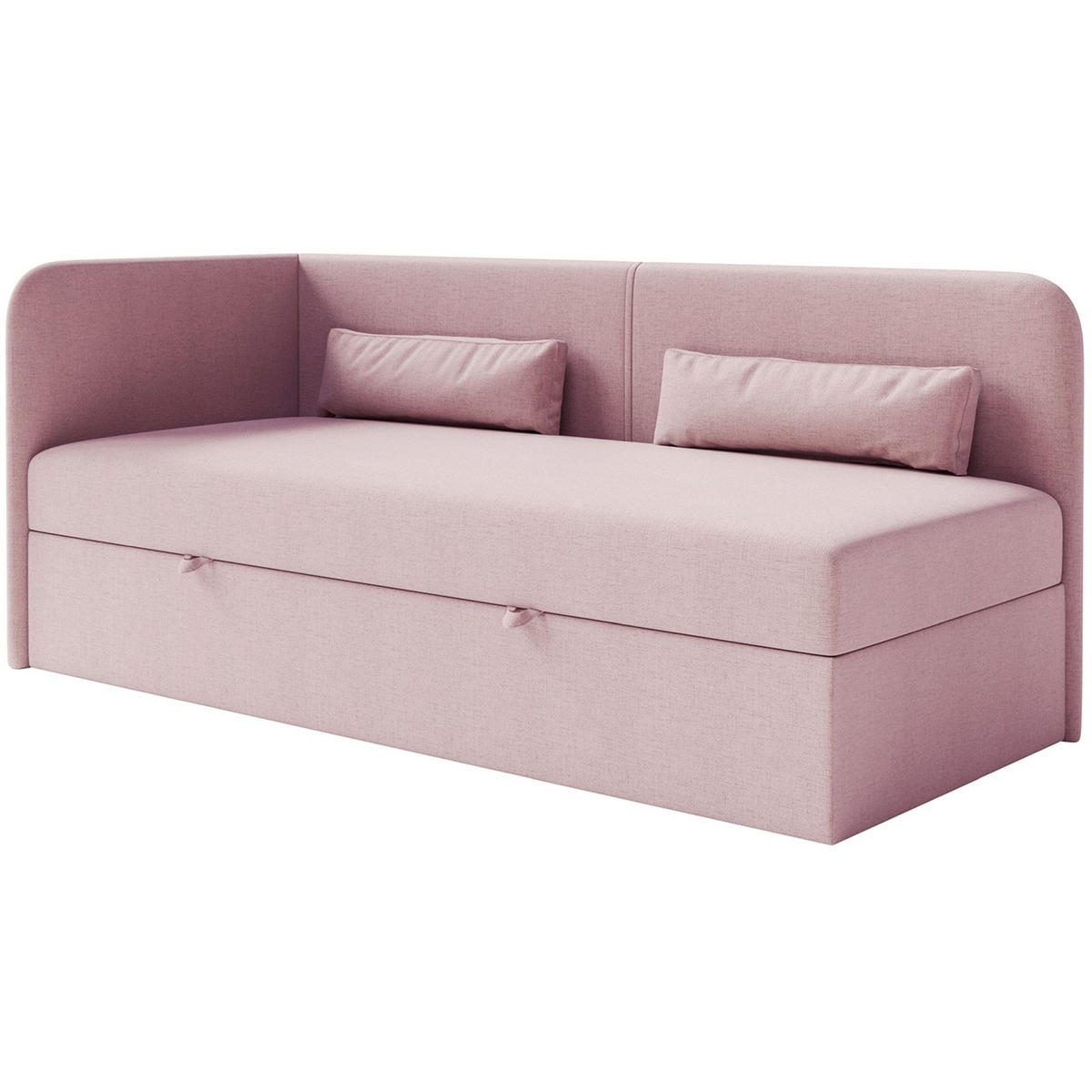 JUGENDBETT Calmmo Rosa mit Chenille-Bezug, Kopfteil links - Pink, Textil (90/200cm) - Selsey