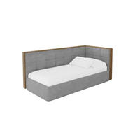EINZELLBETT Jugendbett mit Bettkasten und Matratze H3/H4, Links - SOVY 90x200 Grau - Hellgrau, Holzwerkstoff/Textil (90/200cm) - ALTDECOR