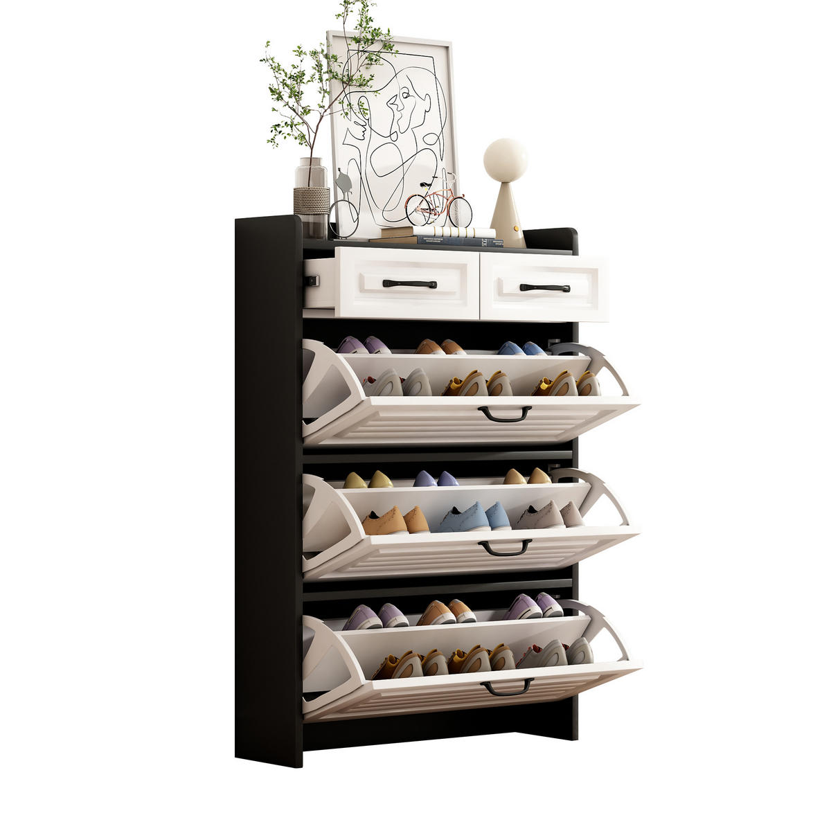 SCHUHSCHRANK drehbar mit Klappen Holz 80x23.5x131cm - Multicolor, Holzwerkstoff (23.5/131/80cm) - FLIEKS