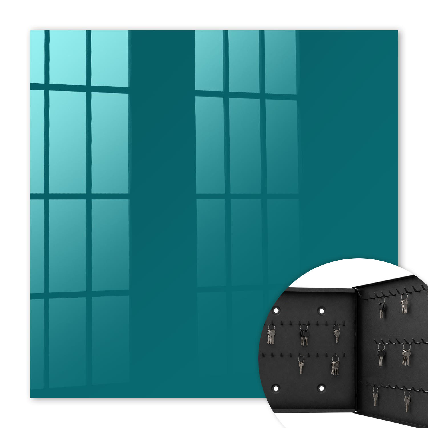 SCHLÜSSELBOX Schwarz 30x30 cm- Türöffnung nach rechts - Dunkeltürkis - Türkis, Metall (30/30/5cm) - TULUP