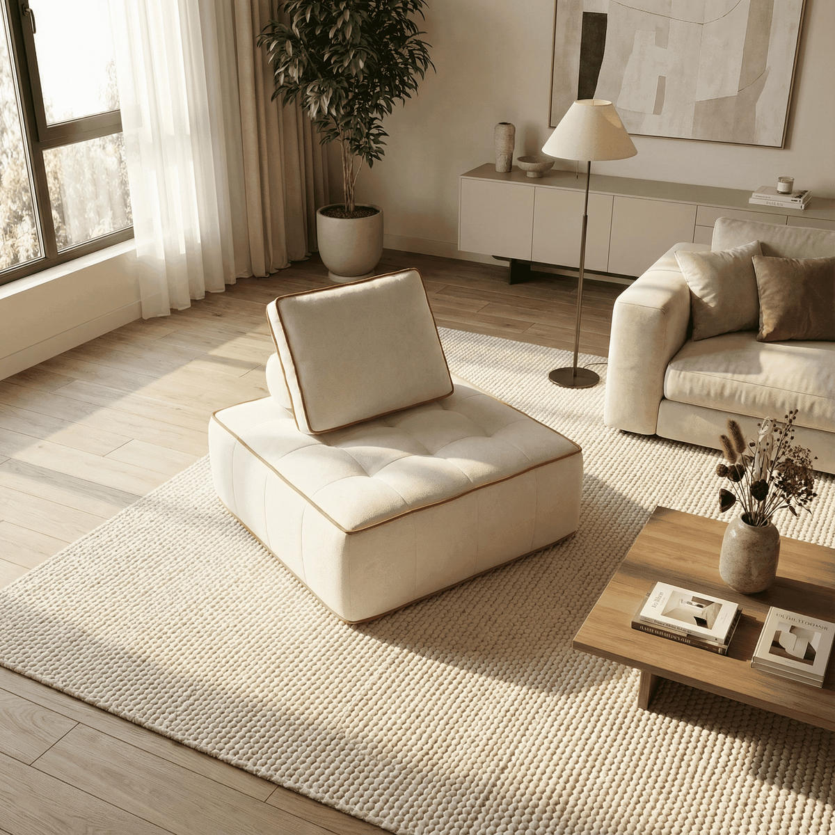 SESSEL Zen Weiß und Orange 1-Sitzer - Weiß/Orange, Textil (100/75/100cm) - COCO Living