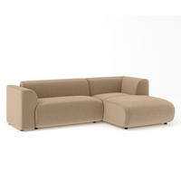 ECKSOFA Melani Beige Samtstoff - Rechts Seite - Beige/Schwarz, Holz/Holzwerkstoff (162/256cm) - Maison de Reve
