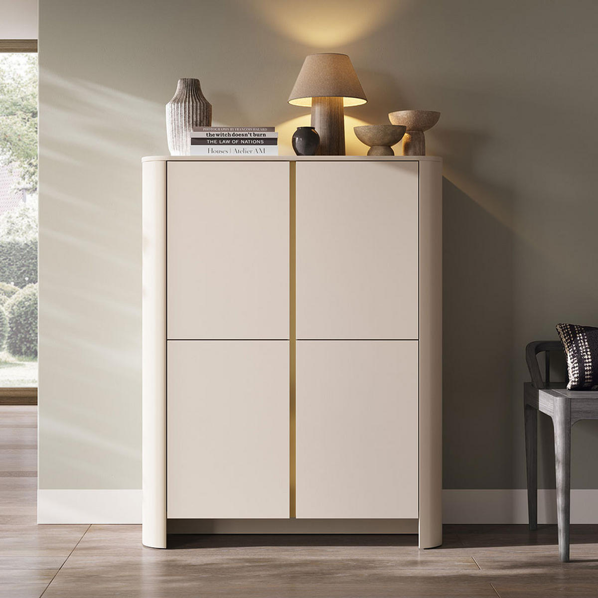 KOMMODE Bari Kaschmir / Gold 103 / 39 / 132cm - Kaschmir, Holz/Holzwerkstoff (103/132/39cm) - Feldmann-Wohnen