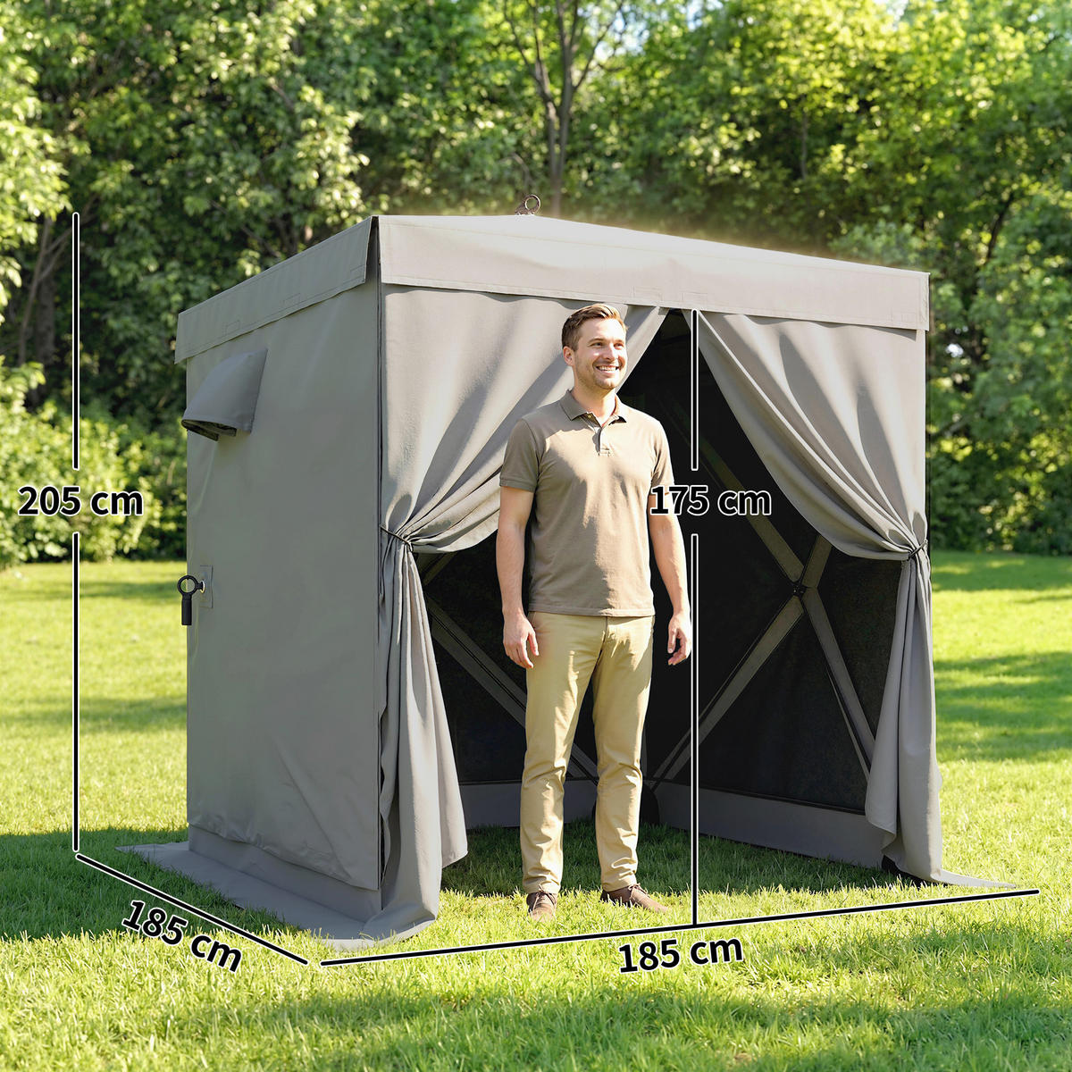 POP-UP-PAVILLON aus Oxfordstoff & Fiberglas Dunkelgrau - Dunkelgrau, Textil (185/205/185cm) - Outsunny