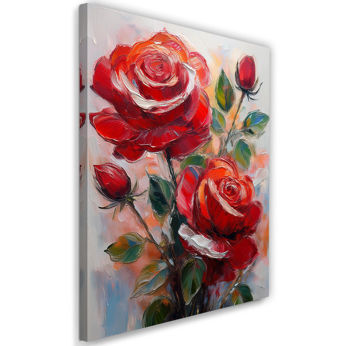 WANDBILD gemalte rote rosen - Rot, Textil (40/60cm) - Feeby