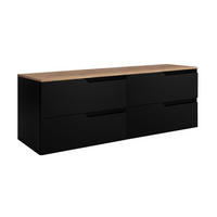 BADEZIMMERSCHRANK: Schwarz / Eiche Craft, 120 (2 x 60) x 46 x 58 cm - Eichefarben/Schwarz, Holzwerkstoff (120/58/46cm) - 3XE LIVING