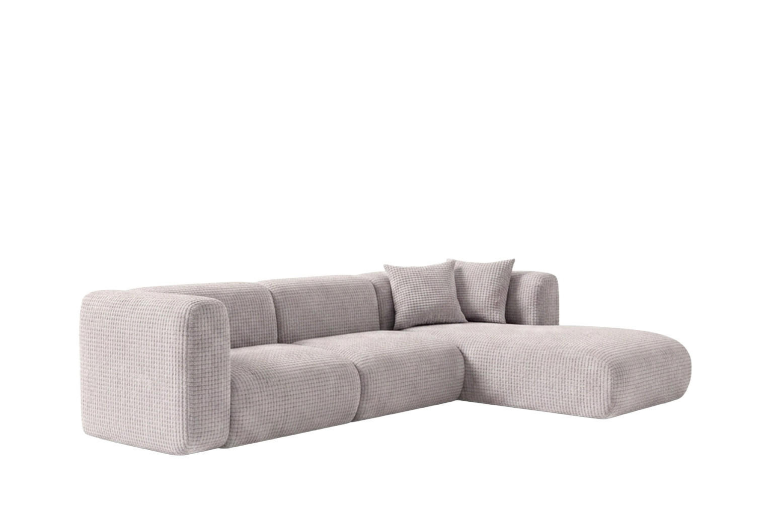 ECKSOFA L-Form, Chenille-Stoff Cremona, Hellgrau, Rechts, GRETA - Hellgrau, Holz (318/179cm) - Kaiser Möbel