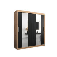 SCHWEBETÜRENSCHRANK 200/180/62 2-türig - Silberfarben/Schwarz, Holz/Kunststoff (180/200/62cm) - Abiks Möbel