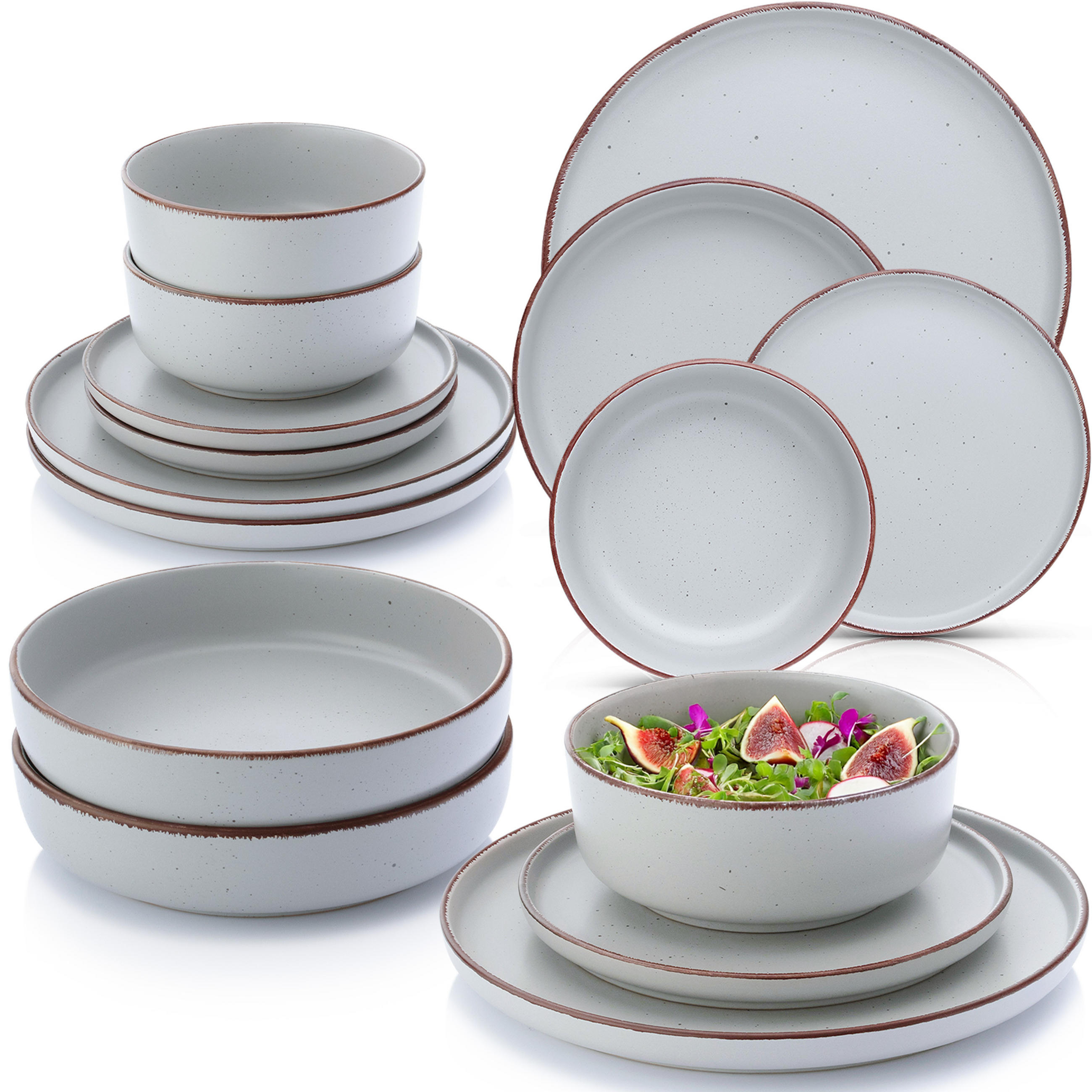 TAFELSERVICE BOMBAY STONE - 16 teilig aus Steingut - Grau, Stein (27/6.5/27cm) - Sänger