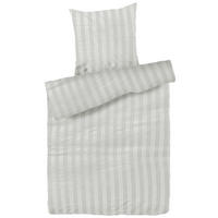 DAMAST-BETTWÄSCHE 155x220 Weiß gestreift Bettbezug aus 100% Baumwolle - Made in Germany - Sandfarben, Textil (155/220cm) - Carpe Sonno