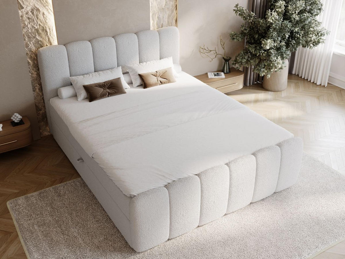 BOXBETT Cloud 140x200 Bouclé-Stoff Grau - Grau, Holz/Textil (140/200cm) - Graingold