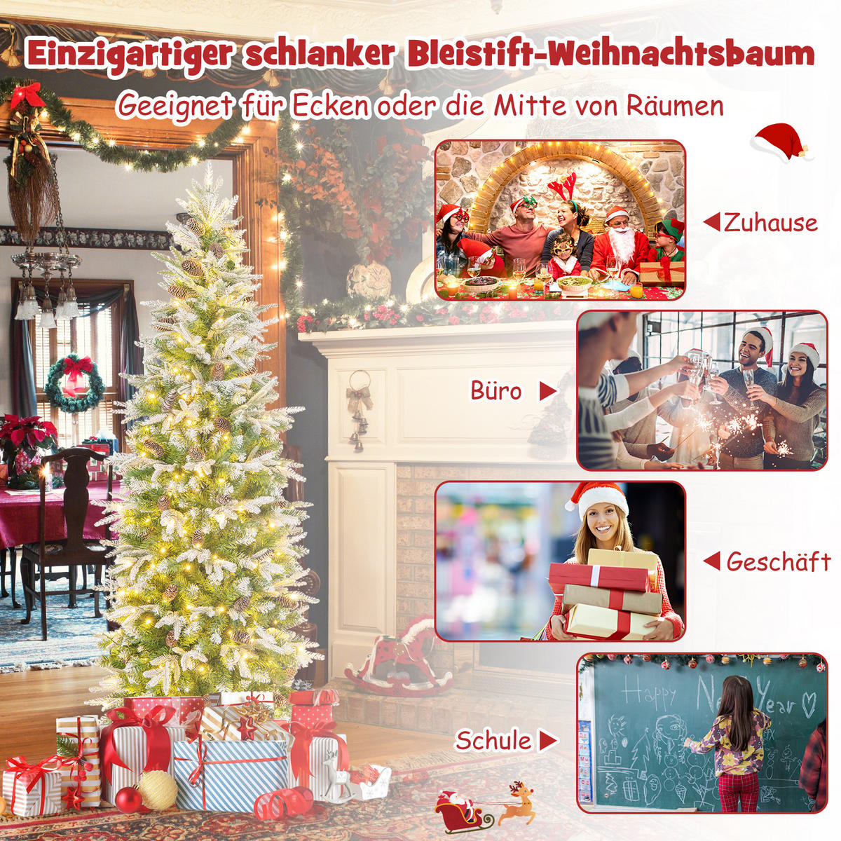 WEIHNACHTSBAUM 190cm Grün - Grün, Metall (190cm) - COSTWAY
