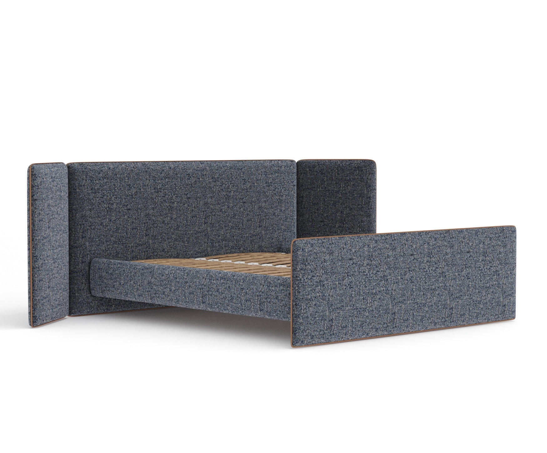 POLSTERBETT Tokyo Marineblau 180/200 cm - Naturfarben/Dunkelblau, Holz/Holzwerkstoff (180/200cm) - Maison de Reve