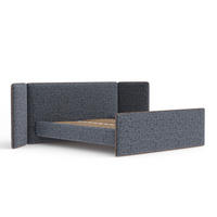 POLSTERBETT Tokyo Marineblau 180/200 cm - Naturfarben/Dunkelblau, Holz/Holzwerkstoff (180/200cm) - Maison de Reve
