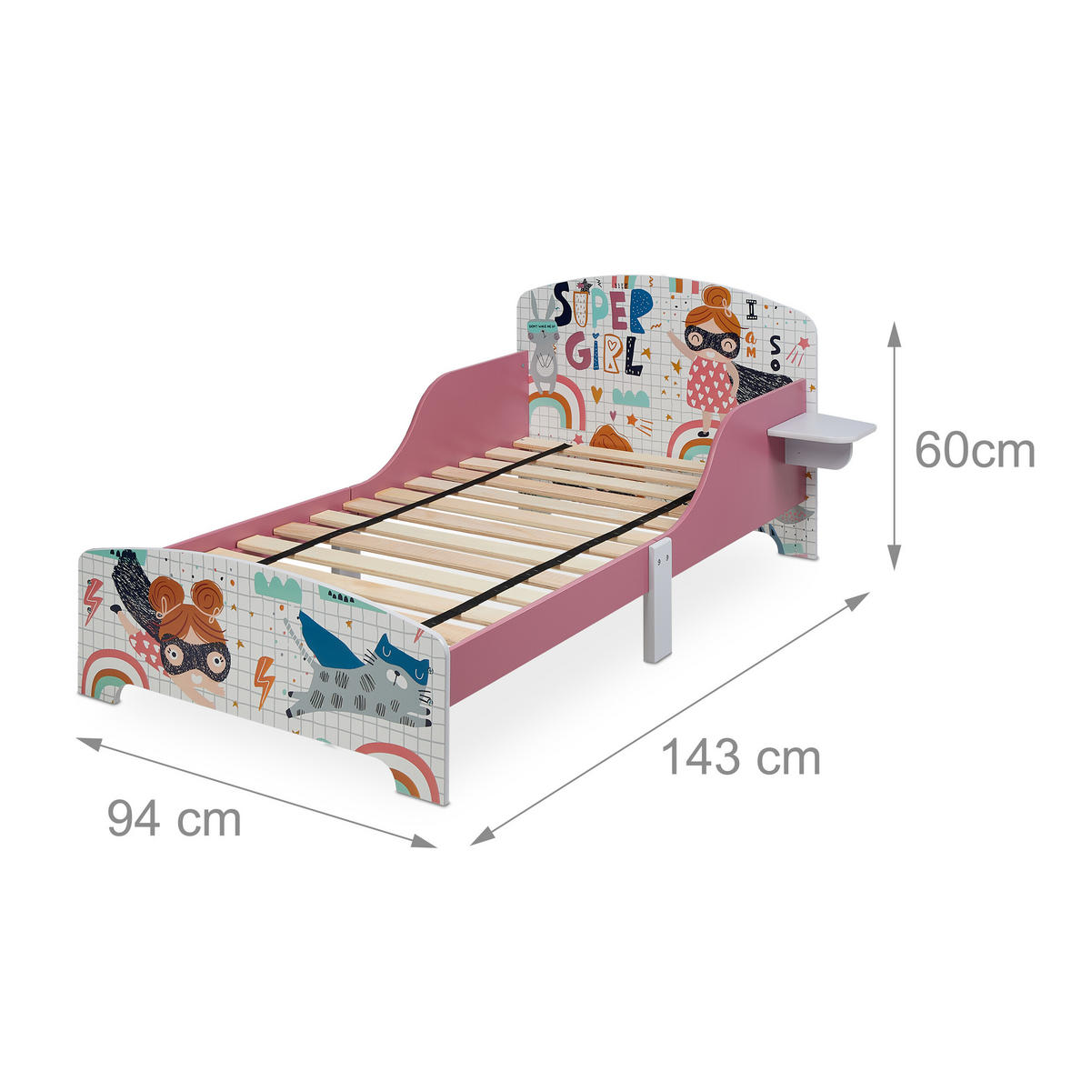 KINDERBETT - Multicolor, Holz/Holzwerkstoff (94/60/143cm) - Relaxdays