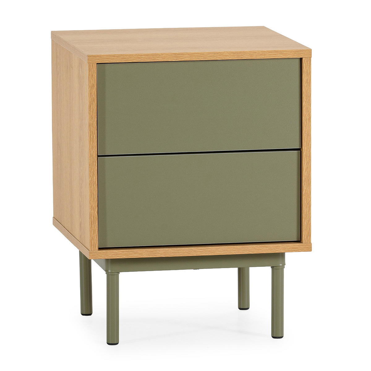NACHTTISCH Cuzco 2 schubladen Eichenfarbe/grün - Grün, Holzwerkstoff (40/52/40cm) - VS Venta-stock
