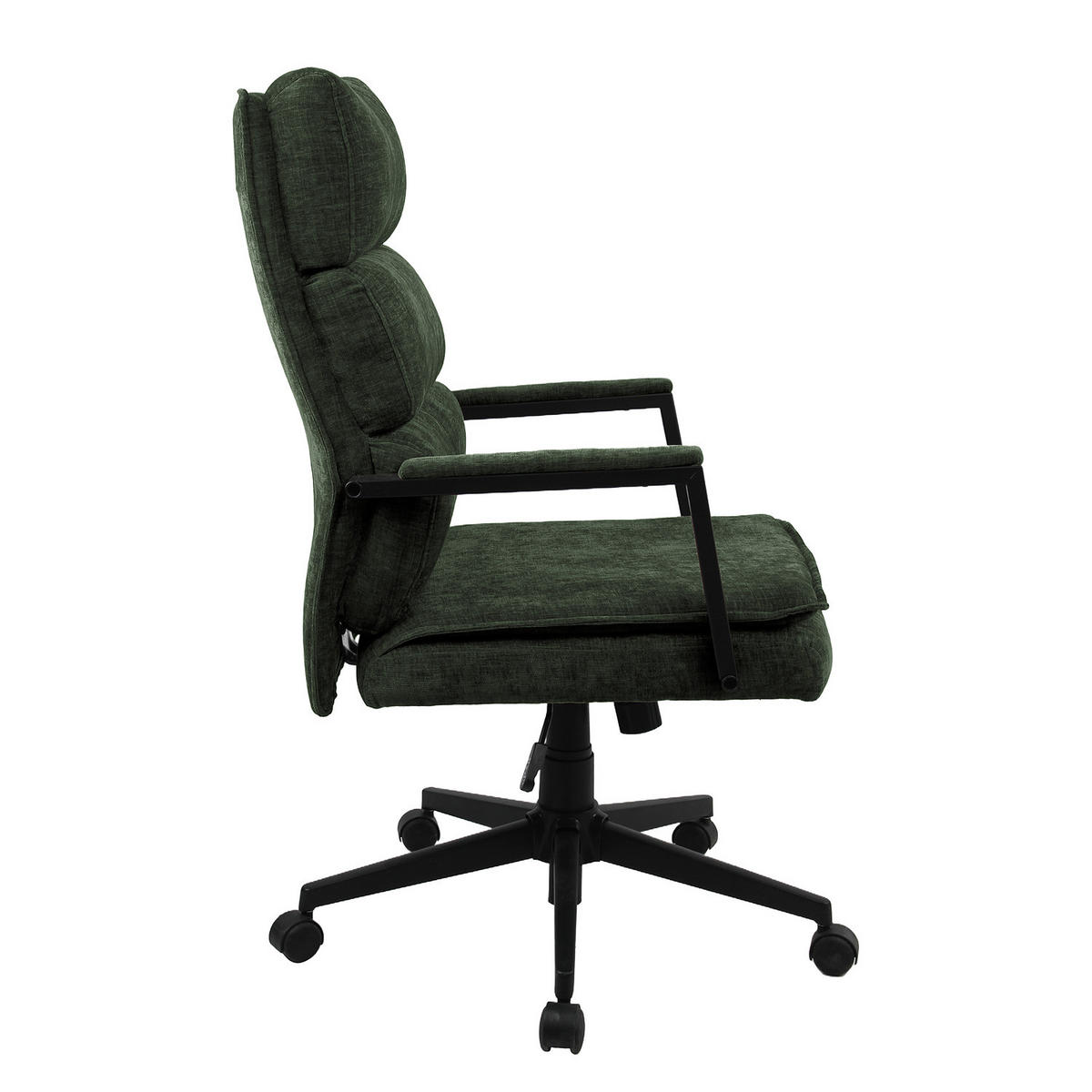 BÜRODREHSTUHL - Strukturstoff / Eisen - Dunkelgrün/Schwarz, Textil/Metall (61/110/73cm) - home24