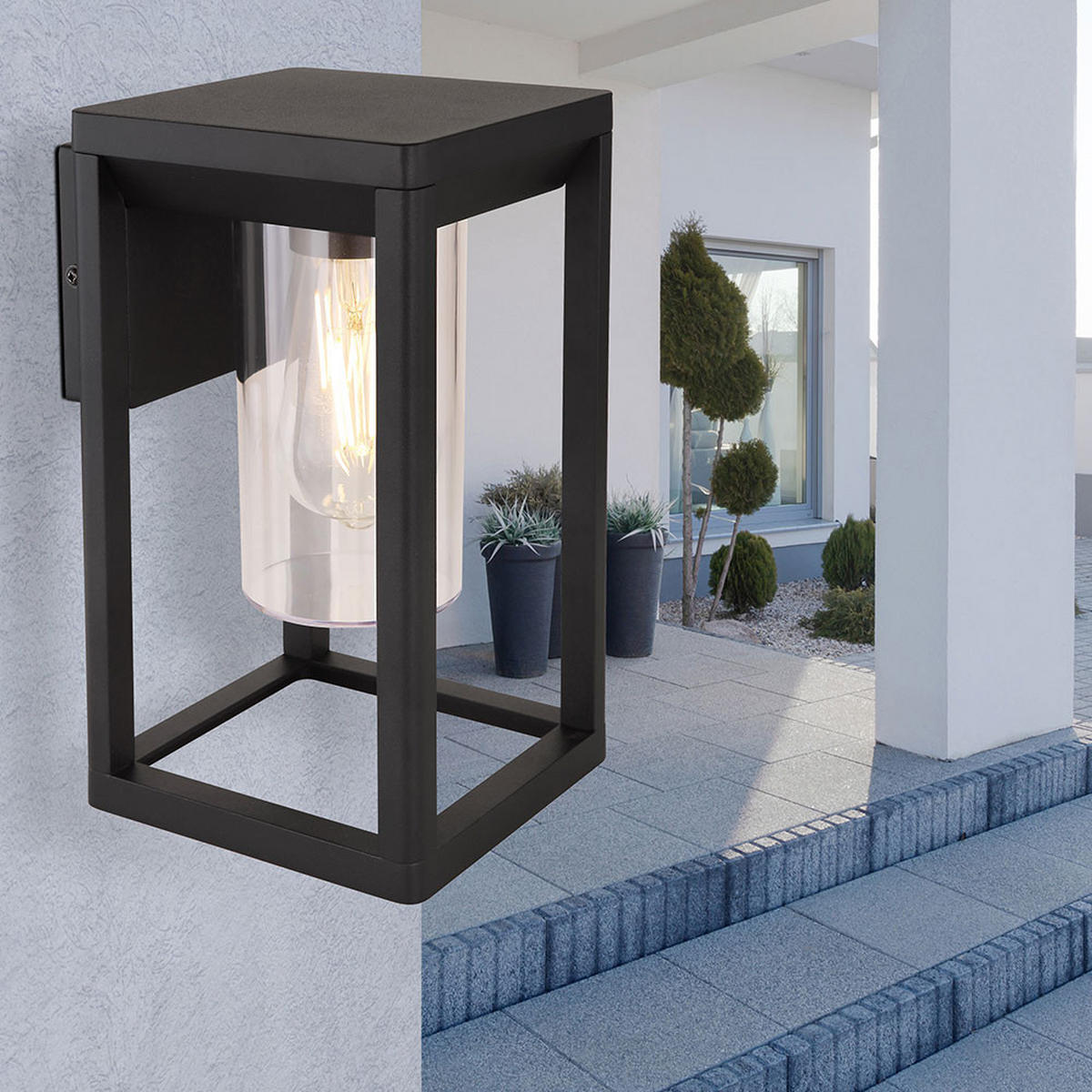 LED WANDLEUCHTE Aluminium Schwarz-Matt Klar - Klar, Glas (16.5/15/27cm) - Globo Lighting