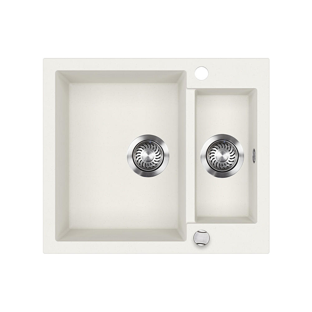 SPÜLBECKEN Prag Weiß 58 x 50 cm mit 2 Spülen - Weiß, Keramik (58/28/50cm) - Bergstroem