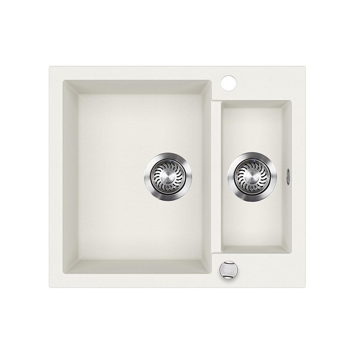 SPÜLBECKEN Prag Weiß 58 x 50 cm mit 2 Spülen - Weiß, Keramik (58/28/50cm) - Bergstroem