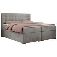 BOXBETT CARMEN 160/200 Hellgrau Velvet - H3 - Hellgrau, Holz/Textil (160/200cm) - MKS