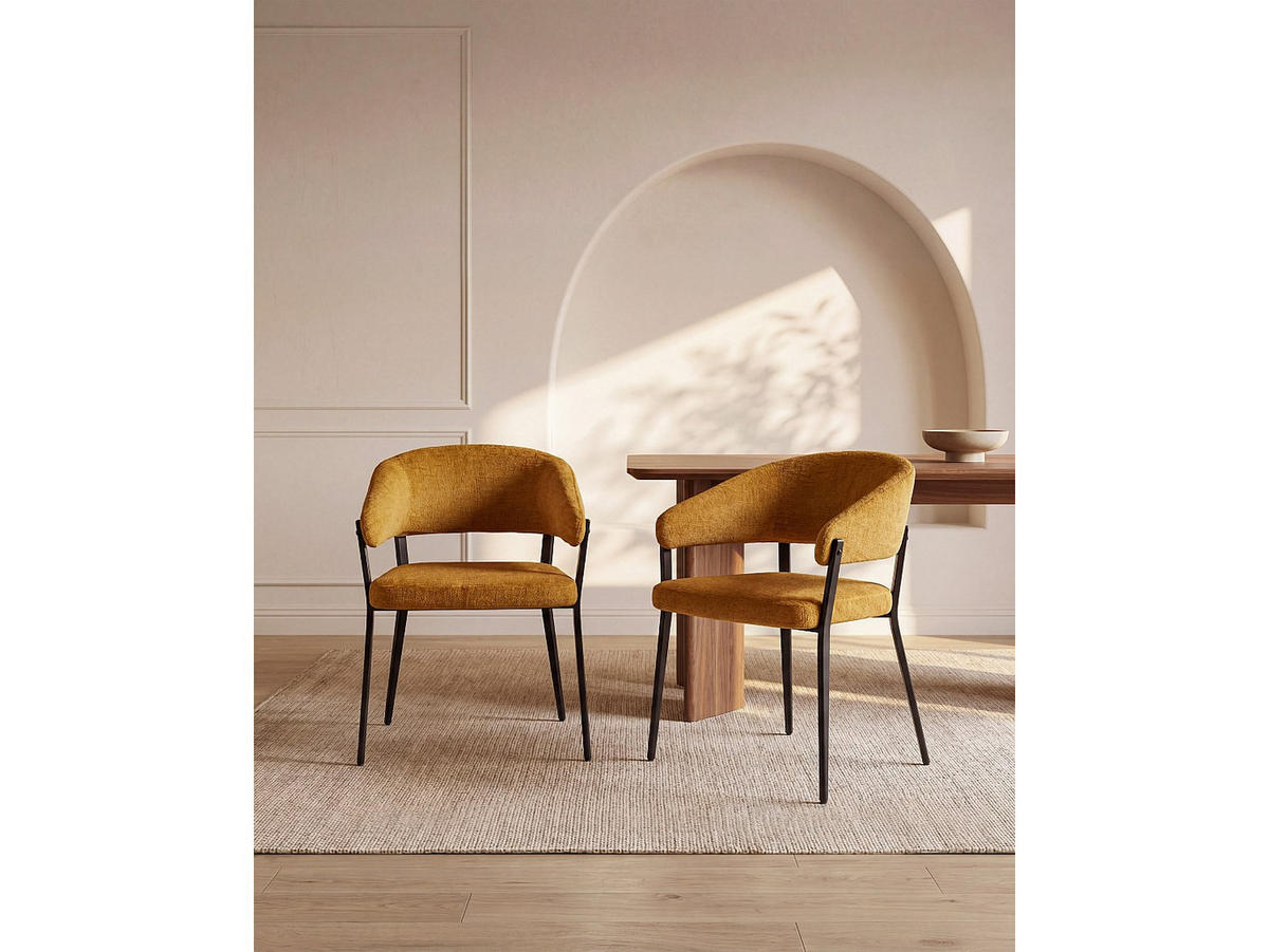 STUHL - 56 cm x 55 cm - stoff - senffarben Avrela - Dunkelgelb, Textil (56/77/55cm) - Vente-Unique