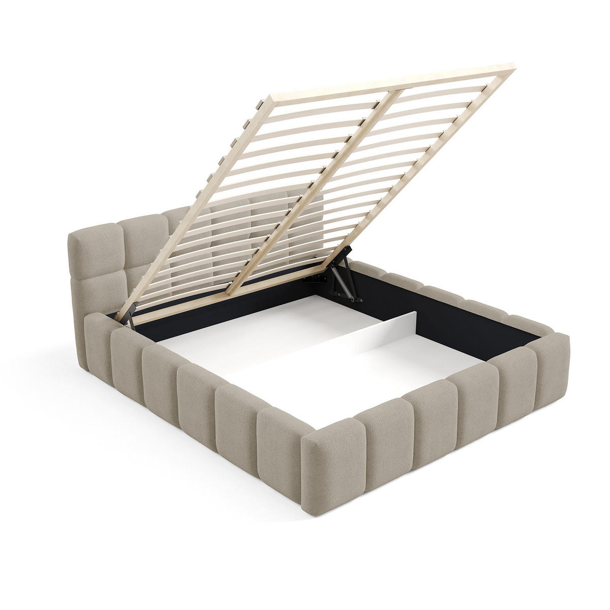POLSTERBETT NUBO Medium 180x200 cm mit Bettkasten – QUELLE 05 - Beige, Holz (180/200cm) - Dekori_Interiors