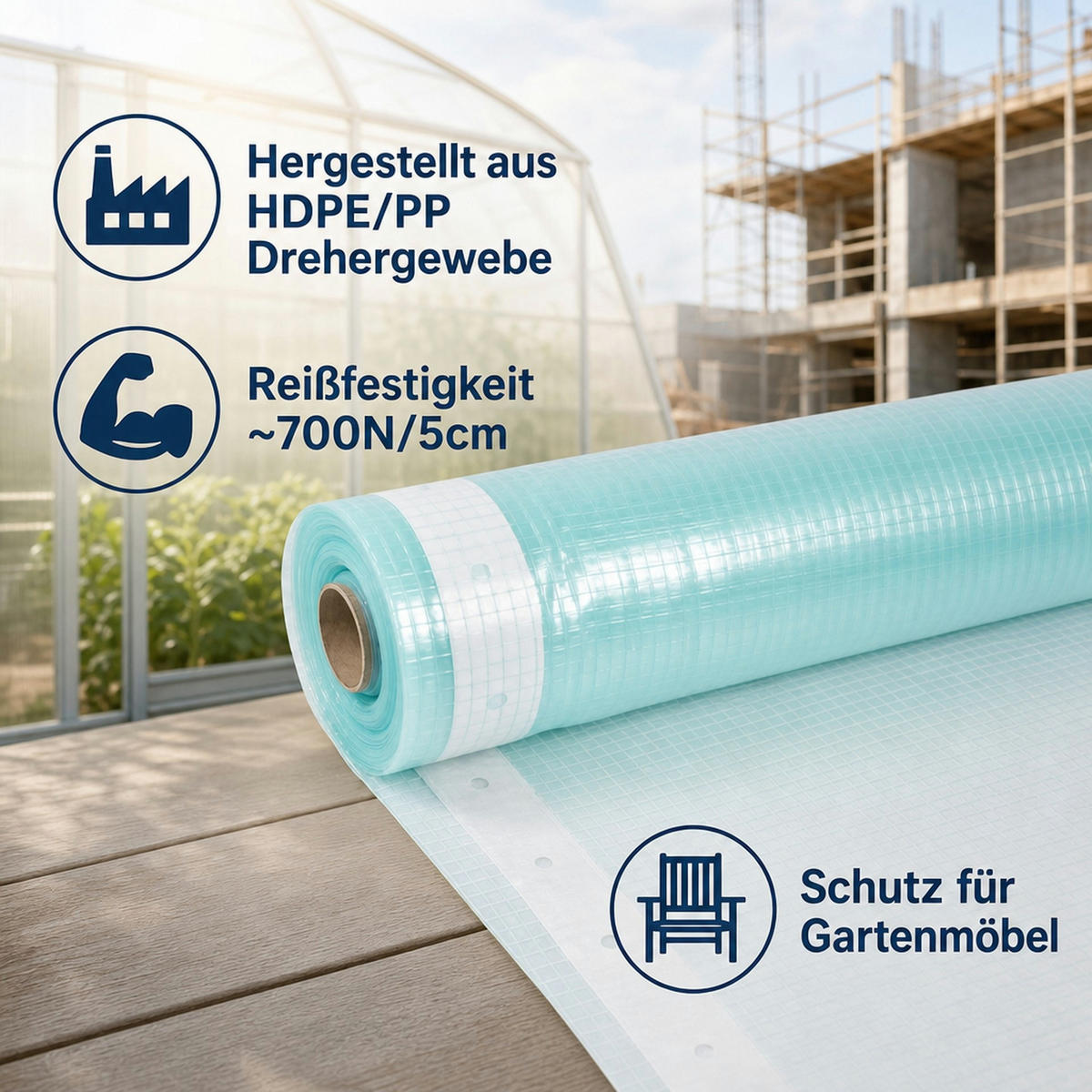 GITTERFOLIE mit Nagelrand 2 Breite x 50 Meter - Türkis, Kunststoff (200/1cm) - BONI-SHOP