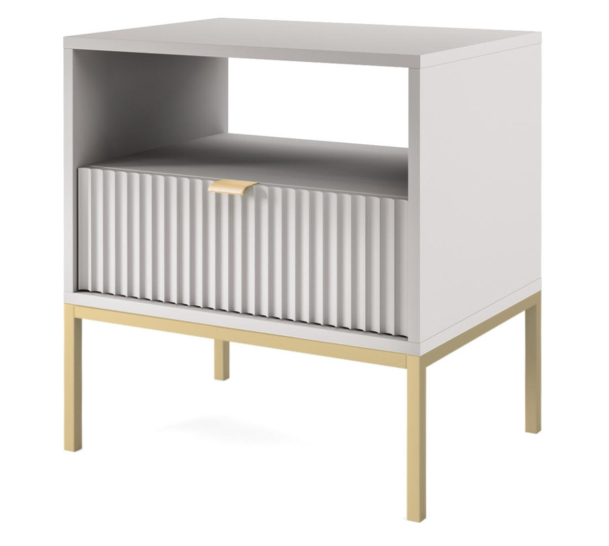 NACHTSCHRANK Vellore Grau mit goldenem Gestell - Grau, Holzwerkstoff/Metall (54/56/39cm) - Selsey