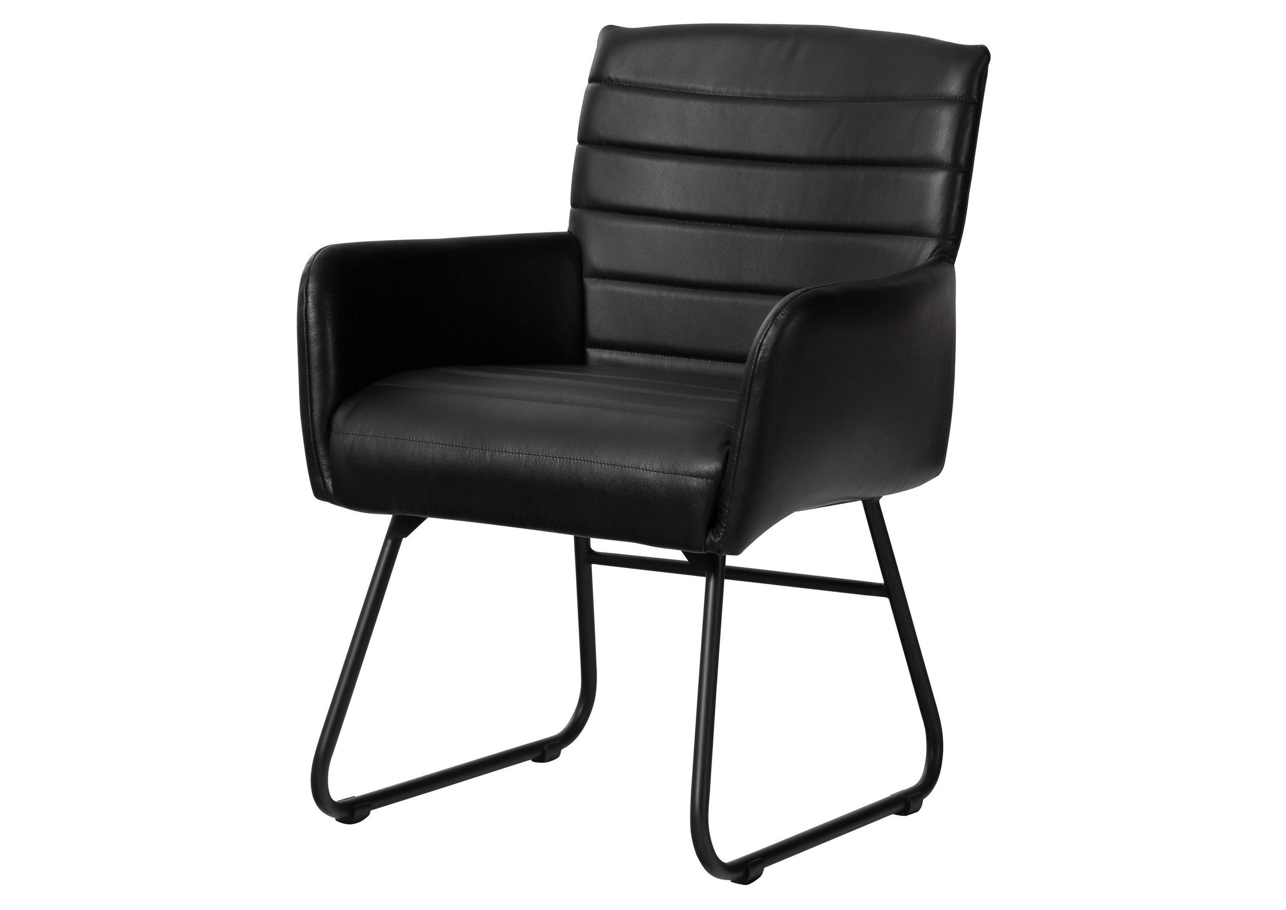 STUHL Echtleder (Büffel) 62 x 62 x 84 cm schwarz IRON LABEL #19 - Schwarz, Leder (62/84/62cm) - Massivmoebel24