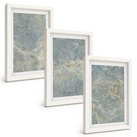 BILDER SET 3er Set - 20x30 cm Weißer Rahmen - Dekorativer Stein aus grünem Marmor - Weiß, Kunststoff (20/30cm) - TULUP