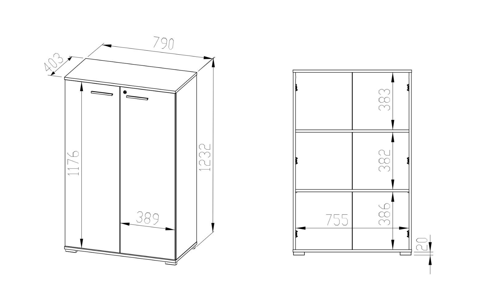 AKTENSCHRANK Optimal Sonoma Eiche hell 79 / 41 / 124cm - Braun/Sonoma Eiche, Holz/Holzwerkstoff (79/124/41cm) - Feldmann-Wohnen