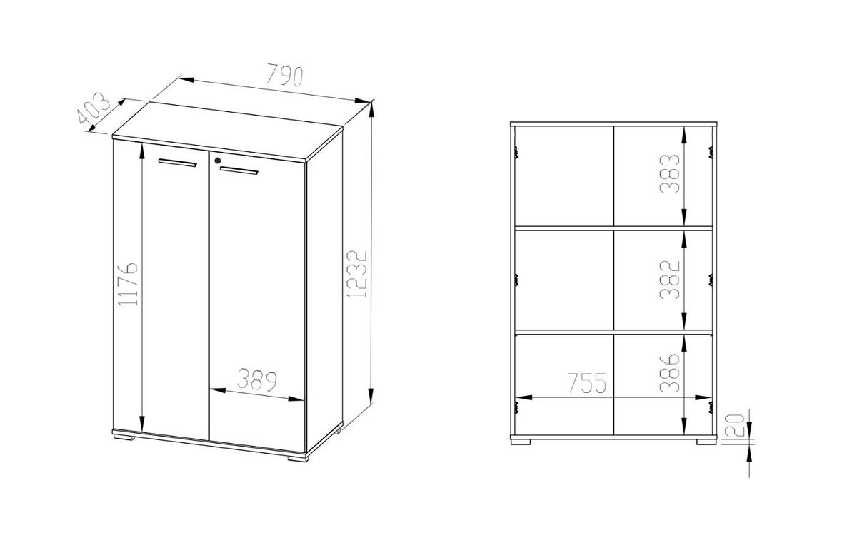 AKTENSCHRANK Optimal Sonoma Eiche hell 79 / 41 / 124cm - Braun/Sonoma Eiche, Holz/Holzwerkstoff (79/124/41cm) - Feldmann-Wohnen