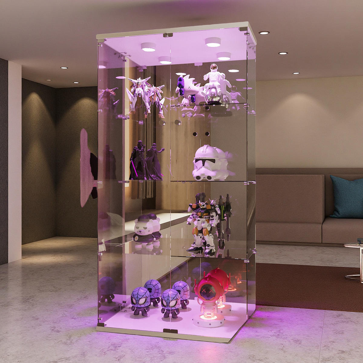GLASVITRINE Weiß LED Acryl Tür 80x29x164 cm - Weiß, Glas (36.5/164/80.5cm) - SHOPENTRA